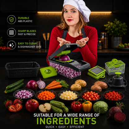Premium Vegetable Cutter with Egg Separator & Dicing Blades