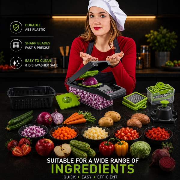 Premium Vegetable Cutter with Egg Separator & Dicing Blades
