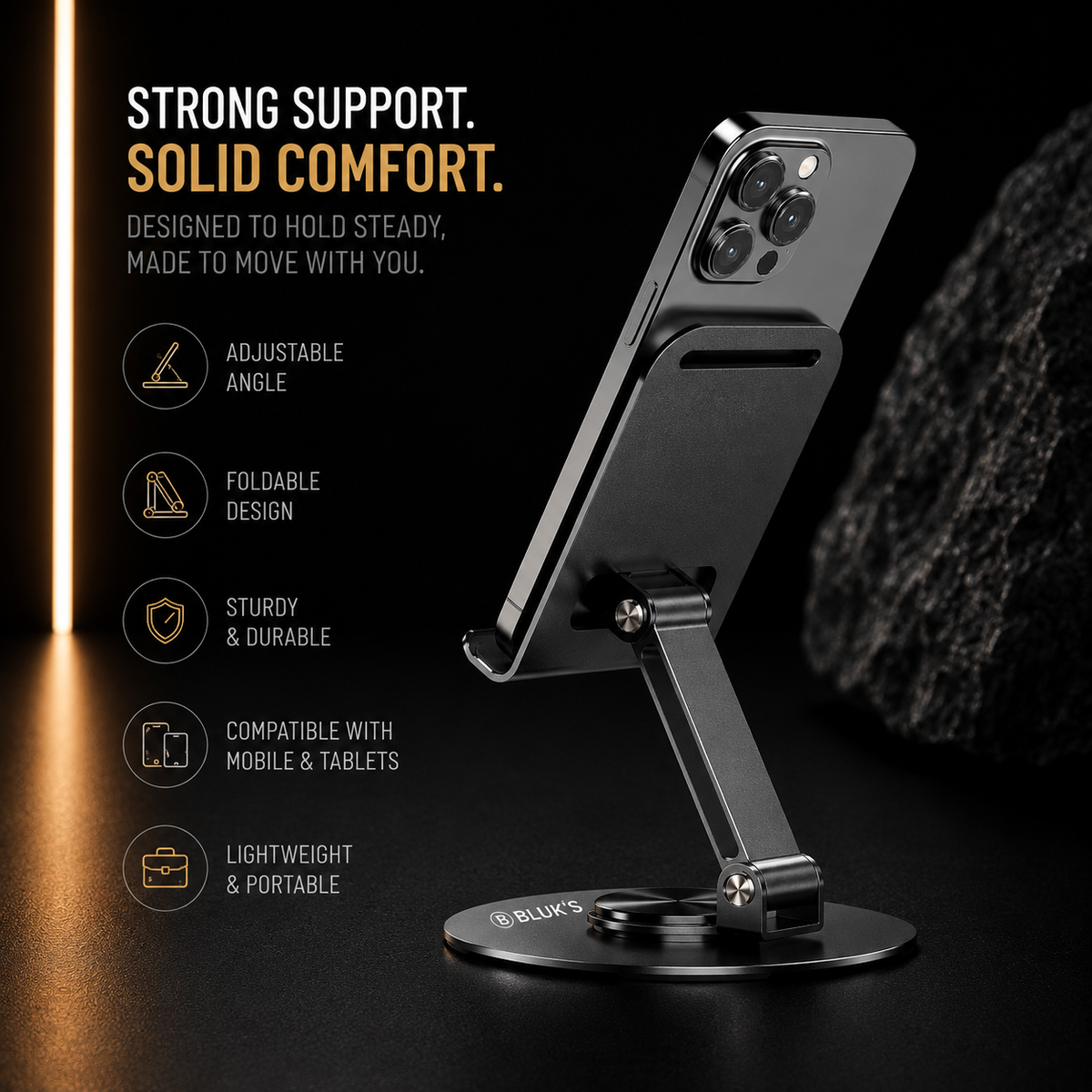 Adjustable Mobile Table Stand for Office & Home Use