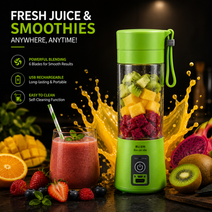 Portable 6-Blade Electric Juicer for Home & Travel