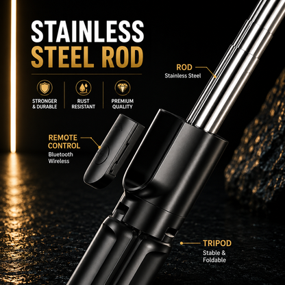 4-in-1 Tripod Selfie Stick Black ABS Plastic