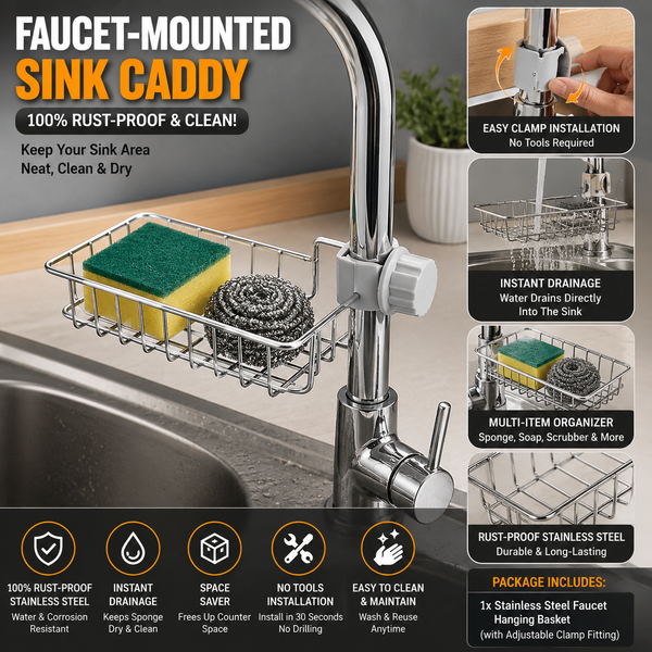 Stainless Steel Hanging Basket for Kitchen Faucet