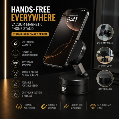 Vacuum Magnetic Phone Stand Black ABS