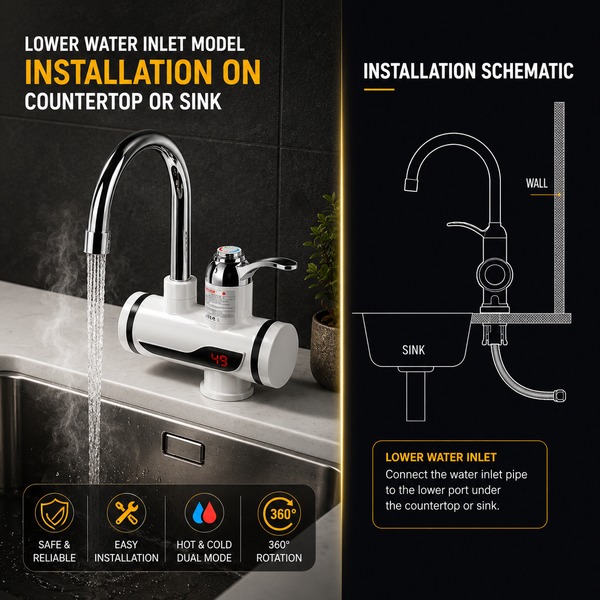 Instant 360° Electric Water Heating Tap Silver