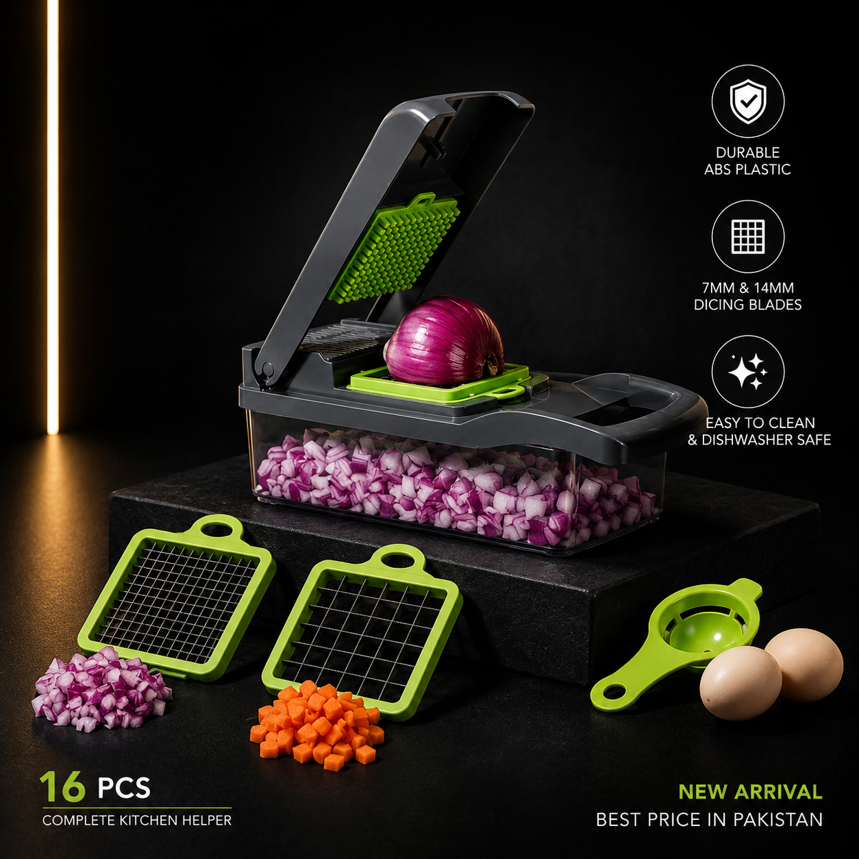 Premium Vegetable Cutter with Egg Separator & Dicing Blades