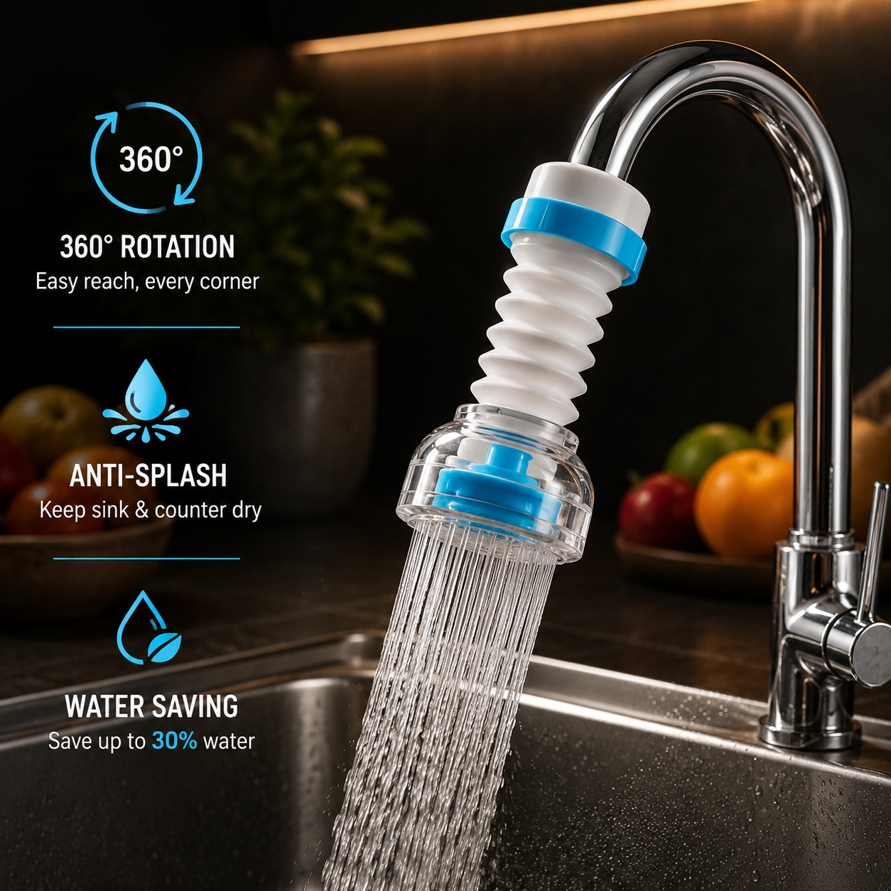 360-Degree Fan Faucet with Water Saving & BPA-Free