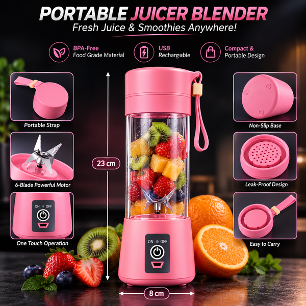 Portable 6-Blade Electric Juicer for Home & Travel