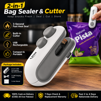USB Rechargeable Snack Bag Sealer Machine White Grey