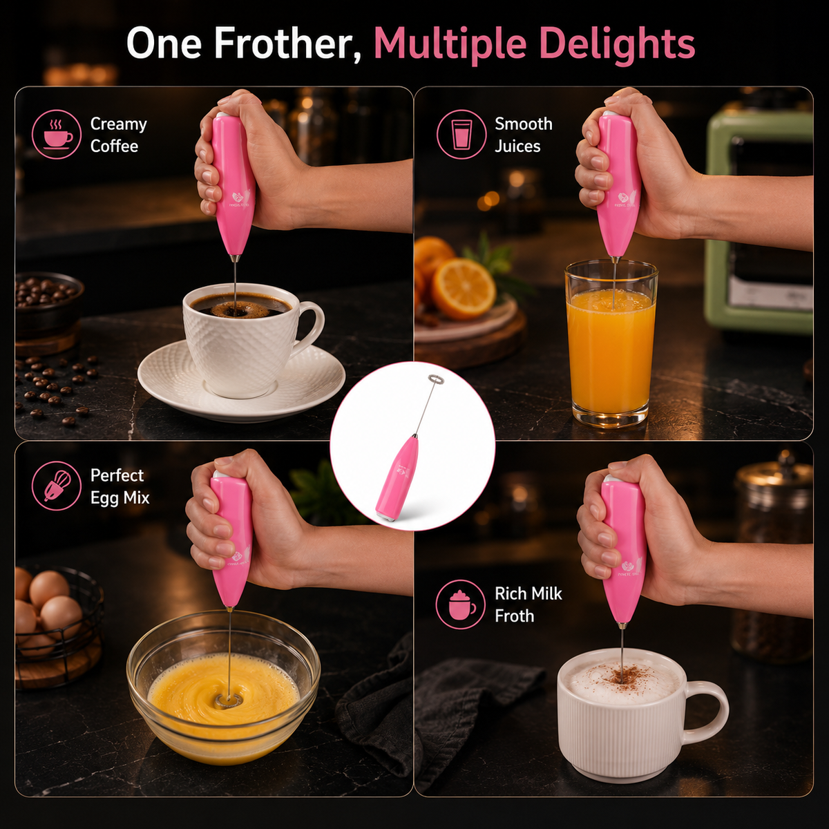 Electric Milk Frother for Coffee, Matcha, Chocolate