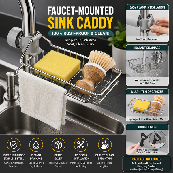 Stainless Steel Hanging Basket for Kitchen Faucet